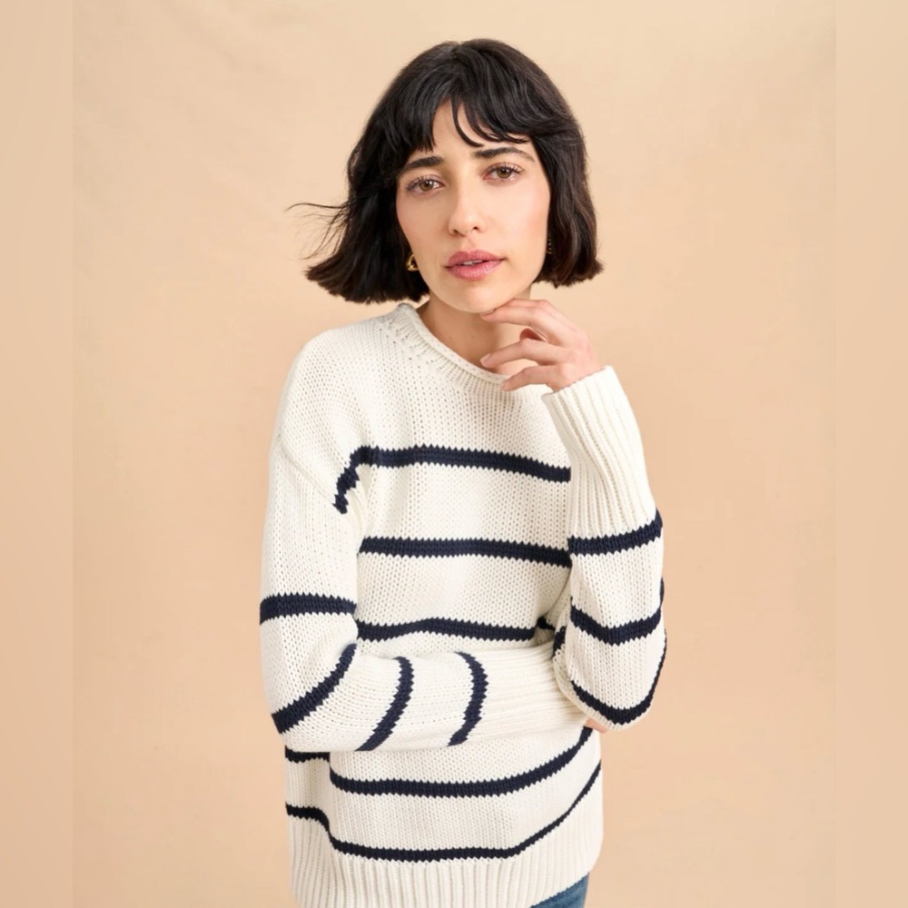 La Ligne Marina White and Navy Sweater